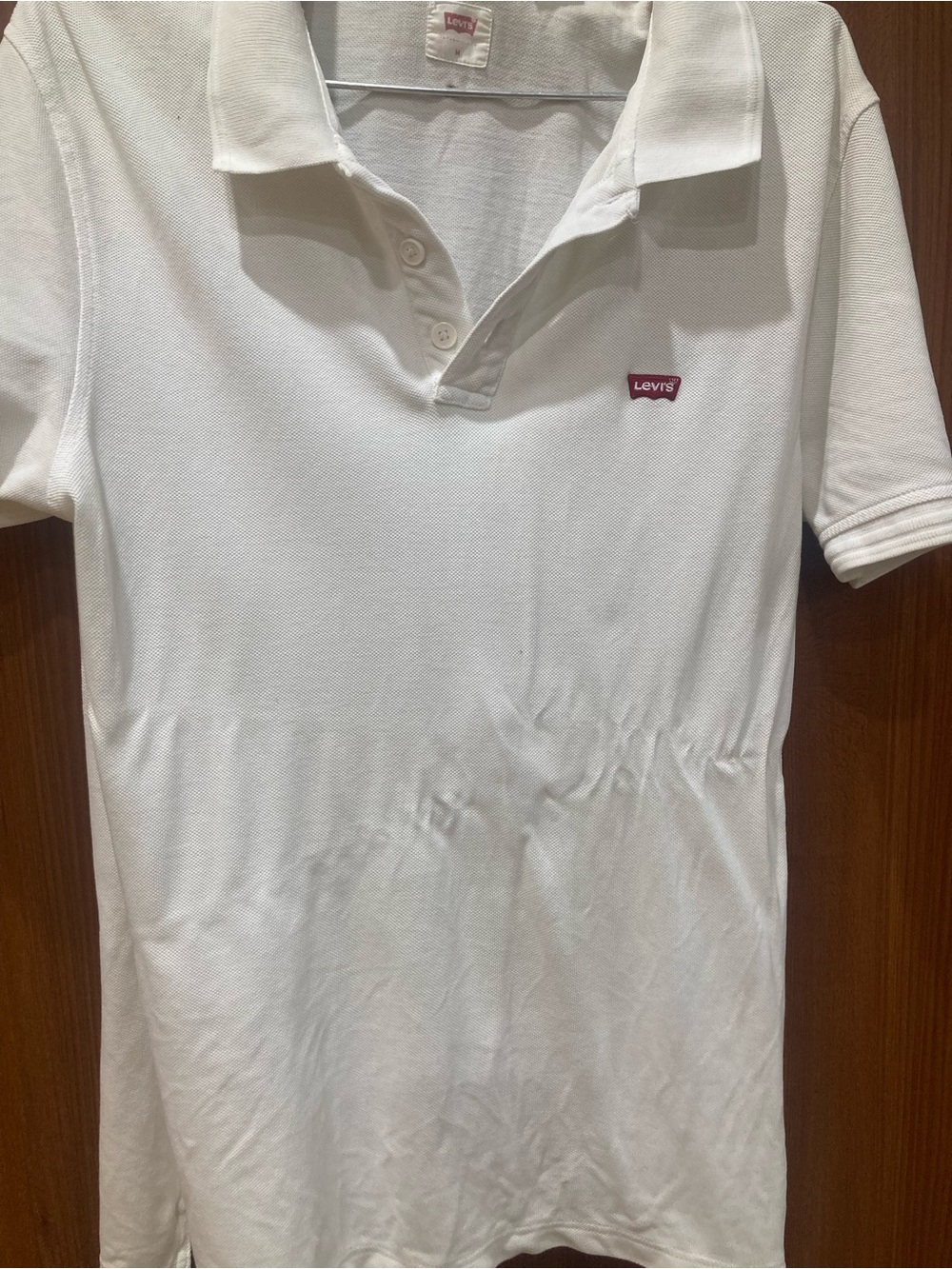 Levi's White Short Sleeve Polo with Red Logo
